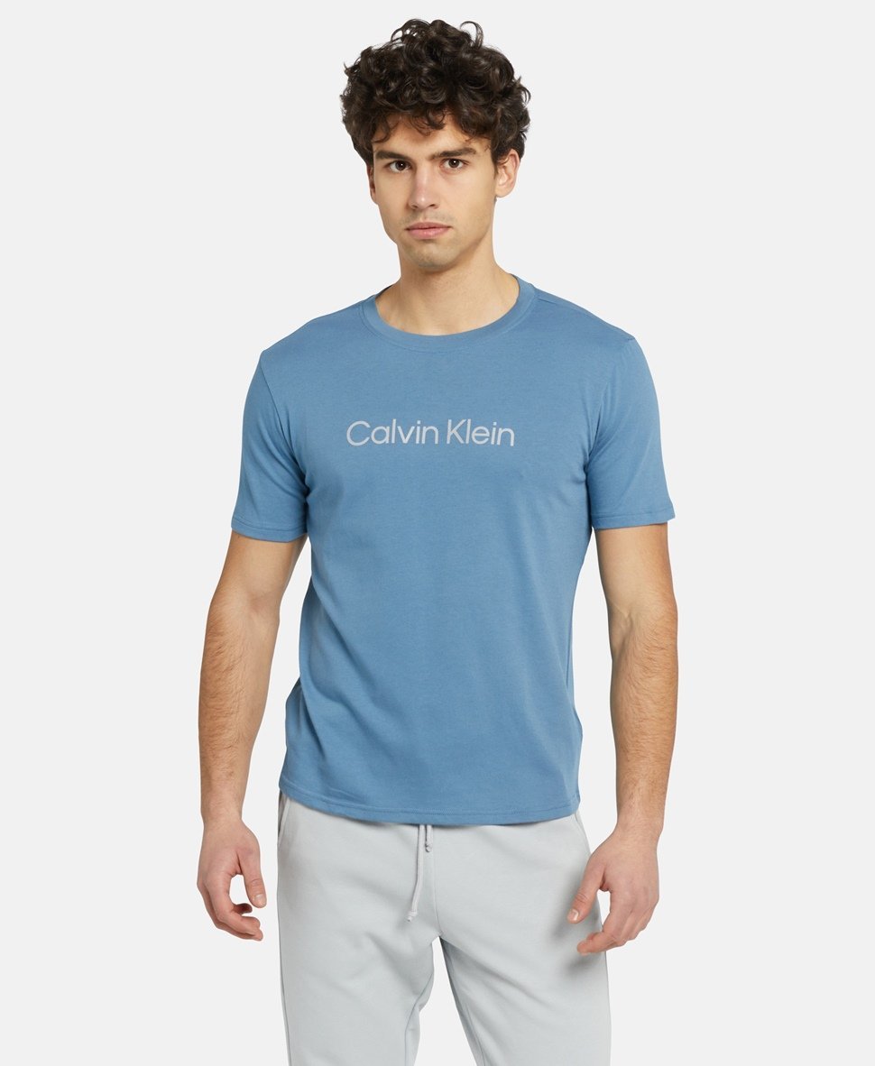 Męska koszulka z krótkim rękawem t shirt CALVIN KLEIN r. M niebieska CK