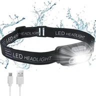 Latarki - Ładowana latarka czołowa - latarka czołowa 200 lm z czujnikiem, lekka i regulowana, idealna na kemping, piesze wycieczki i jazdę na rowerze - miniaturka - grafika 1