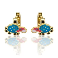 Biżuteria dla dzieci - Kolczyki Dino Dots Złote Dinozaury dla Dziewczynki Stal 316L Antyalergiczna Prezent - miniaturka - grafika 1