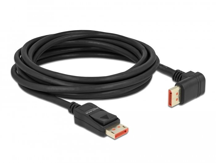 Kabel Delock DeLOCK DisplayPort cable male straight to male 90° upwards angled 8K 60 Hz 5 m, 5 m, DisplayPort, DisplayPort, Male, Male, 7680 x 4320 pixels 87057