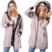 Płaszcze damskie - Prosty Lekki Płaszcz Luźna Kurtka Parka z Napisami - miniaturka - grafika 1