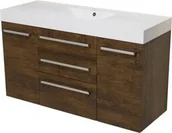 Szafki łazienkowe - Szafka łazienkowa antyczne drewno 140cm FOKUS z umywalką - miniaturka - grafika 1