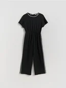 Sukienki i spódniczki dla dziewczynek - Reserved - Strukturalny kombinezon z lampasem - czarny - miniaturka - grafika 1