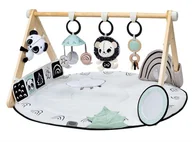 Maty edukacyjne - Czarno-biała Mata edukacyjna z drewnianym stojakiem do sensorycznej zabawy Décor Tiny Love - miniaturka - grafika 1