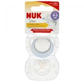Smoczki uspokajające - NUK Smoczek silikonowy 0-2m Star niebiesko-biały op.2 szt. - miniaturka - grafika 1