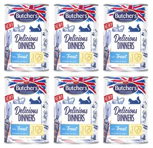 BUTCHER'S Delicious Dinners z pstrągiem kawałki w galaretce 24x400g (kot) - Mokra karma dla kotów - miniaturka - grafika 2