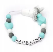 Akcesoria do smoczków - Silikonowa zawieszka smoczka z imieniem KAROLINA - miniaturka - grafika 1