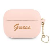 Akcesoria do słuchawek - GUESS Guess etui do Airpods Pro GUAPLSCHSP różowe Silicone Heart Charm 8_2281641 - miniaturka - grafika 1