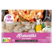 Ryby świeże i mrożone - Carrefour Extra Krewetki białe surowe z czosnkową oliwą z oliwek 200 g - miniaturka - grafika 1