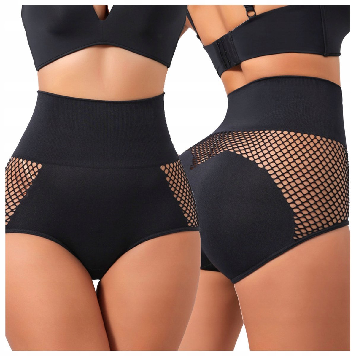Majtki Wyszczuplające Damskie Korygujące Modelujące Wysokim Stanem Czarne M