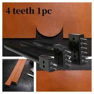 TEMU 4-w-1 narzędzie do dziurkowania skóry, regulowany 4mm ręczny dziurkacz, stalowa maszyna do dziurkowania skóry do naprawy, przenośne ręczne - Rękodzieło - miniaturka - grafika 1