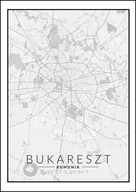 Plakaty - Galeria Plakatu, Plakat, Bukareszt Mapa Czarno Biała, 40x60 cm - miniaturka - grafika 1