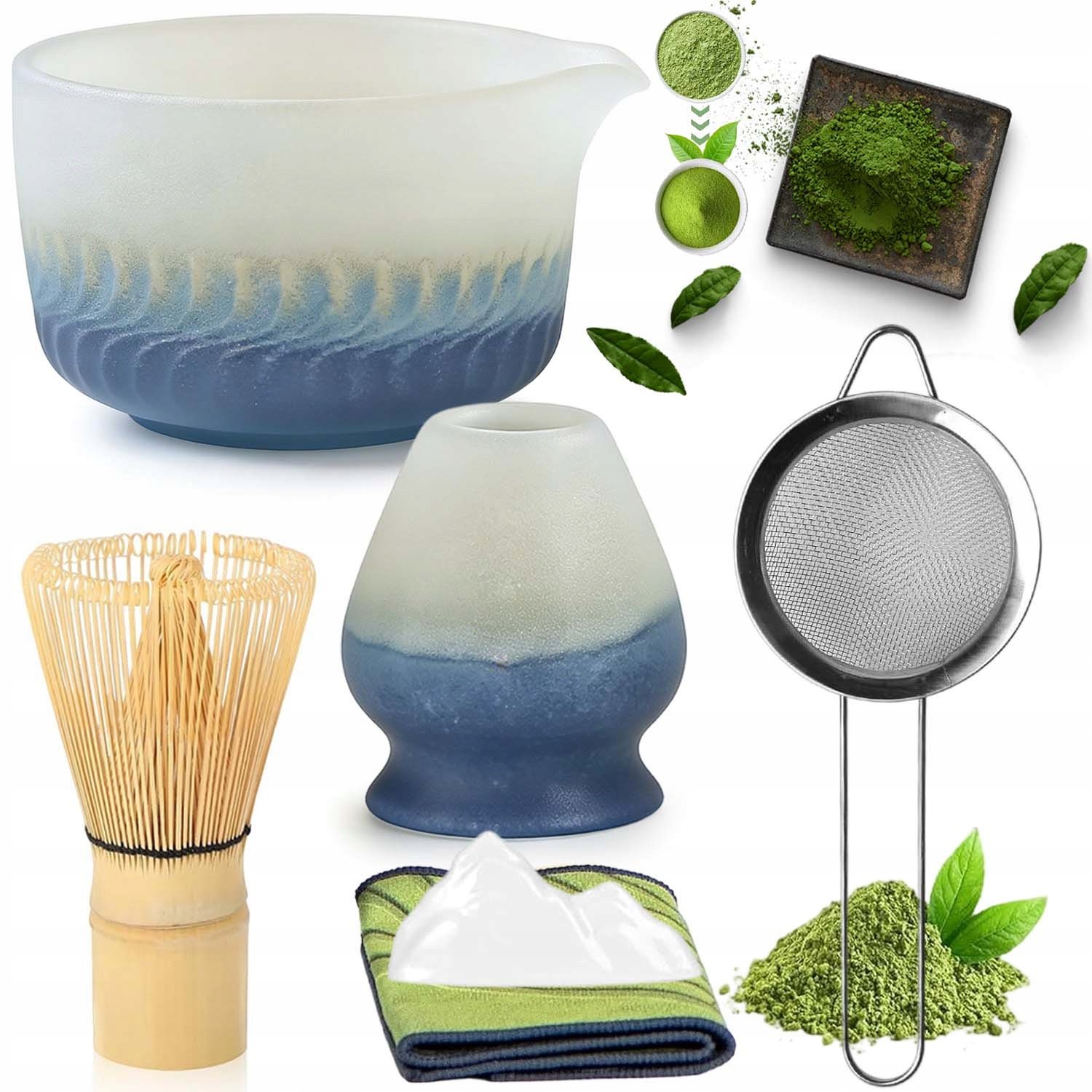 Zestaw Do Matchy 7W1 Ceramiczny Czarka Miotełka Łyżeczka Do Herbaty Matcha