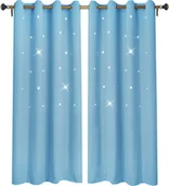 Firany i zasłony dla dzieci - Zasłona wydrążona gwiazda Nieprzezroczysta zasłona oczkowa do salonu, pokoju dziecięcego, sypialni, 132x160cm, niebieska - miniaturka - grafika 1