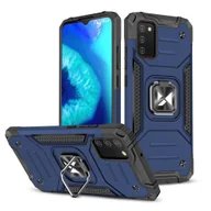 Etui i futerały do telefonów - Pancerne etui pokrowiec + magnetyczny uchwyt Samsung Galaxy A03s Ring Armor niebieski WOZINSKY - miniaturka - grafika 1