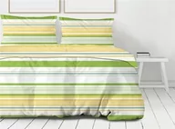 Pościel - Greno Pościel bawełniana 220x200 Action zielona żółta pasy Premium Bielbaw 1 - miniaturka - grafika 1