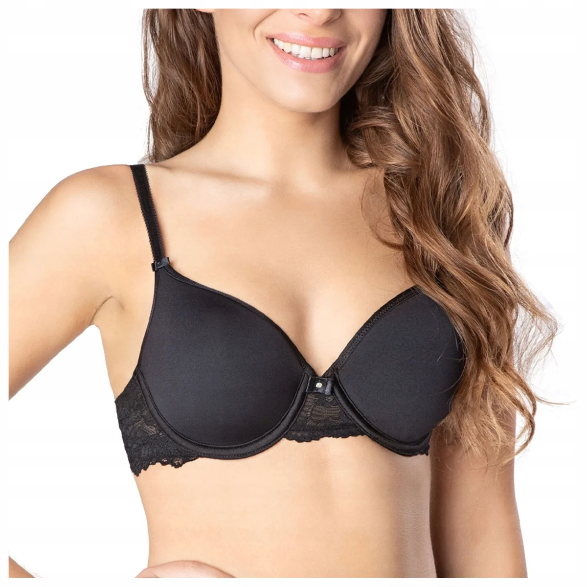 Gładki biustonosz na duży biust czarny Wonderful Marilyn 65G