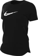 Koszulki i topy damskie - Nike Damskie W Nk One Swsh Hbr Df Ss Top, Black/White, FN2618-010, L - miniaturka - grafika 1