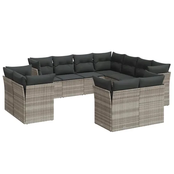 Zestaw wypoczynkowy ogrodowy jasnoszary rattan PE, wymiary 55x62x69 cm