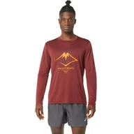 Koszulki męskie - Męska Koszulka z długim rękawem ASICS FUJITRAIL LOGO SS TOP 2011C720-604 – Bordowy - miniaturka - grafika 1
