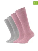 Skarpetki dla dzieci - camano Skarpety (4 pary) w kolorze różowym i szarym - miniaturka - grafika 1