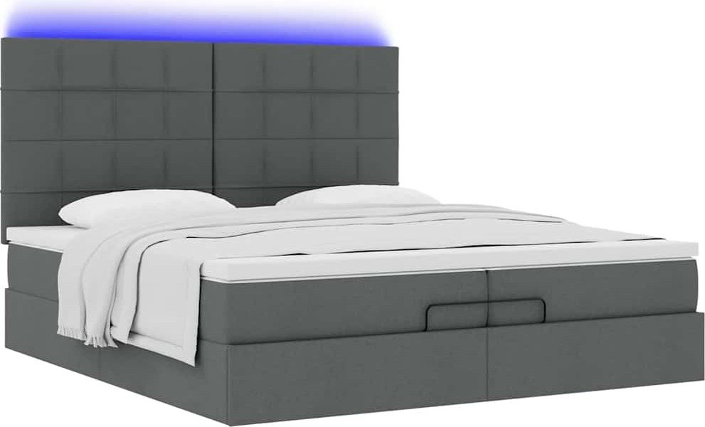 vidaXL Łóżko otomana z materacem ciemnoszare 200x200 cm tkanina