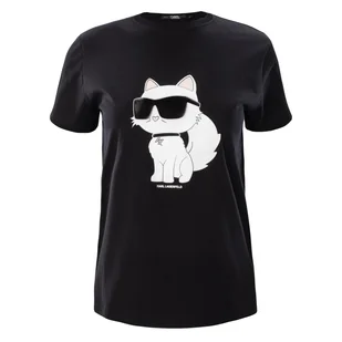 Damska Koszulka z krótkim rękawem KARL LAGERFELD IKONIK 2.0 CHOUPETTE T-SHIRT 230W1703-999 – Czarny - Koszulki i topy damskie - miniaturka - grafika 1