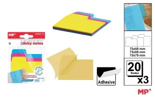 Karteczki samoprzylepne indeksujące 3x20szt - MP Main Paper - Zakładki do książek - miniaturka - grafika 1