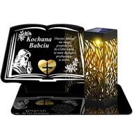 Lampiony i znicze - ZNICZ SOLARNY LED WIECZNY PODSTAWKA NA CMENTARZ GRÓB lampka Księga 3D DLA BABCI - miniaturka - grafika 1