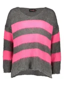 Swetry damskie - miss goodlife Sweter "Stripes" w kolorze ciemnoszaro-jasnoróżowym - miniaturka - grafika 1