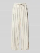 Spodnie damskie - Spodnie materiałowe z mieszanki lnu i wiskozy model ‘LINNO’ - miniaturka - grafika 1