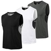 Koszulki sportowe męskie - MEETYOO Męska koszulka bez rękawów, oddychająca kamizelka gimnastyczna koszulka bez rękawów do biegania fitnessu sportu, Czarny + szary + biały, XL - miniaturka - grafika 1