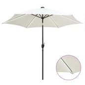Parasole ogrodowe - vidaXL Parasol ogrodowy z LED i aluminiowym słupkiem, 300 cm, piaskowy vidaXL - miniaturka - grafika 1