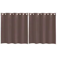 Zasłony - vidaXL Zasłony woalowe z przelotkami 2 szt. Brązowe 140x140 cm - miniaturka - grafika 1