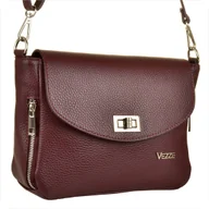 Torebki damskie - VEZZE Torebka bordowa listonoszka skóra naturalna - miniaturka - grafika 1