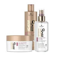 Zestawy kosmetyków damskich - Schwarzkopf BlondMe All Blondes, zestaw odżywczy z lekką formułą, szampon + odżywka w sprayu + maska - miniaturka - grafika 1