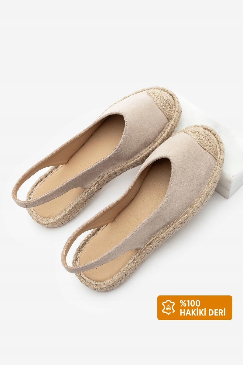 ESPADRYLE DAMSKIE BEŻOWE SKÓRZANE Z PLECIONYM NOSKIEM 39 5GA*