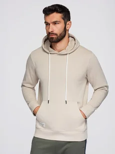 Męska bluza dresowa BASIC kangurka z kapturem - jasnobeżowa V1 B1674 XXL - Bluzy męskie - miniaturka - grafika 1
