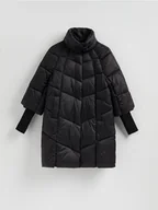 Kurtki damskie - Reserved - Długa pikowana kurtka - czarny - miniaturka - grafika 1