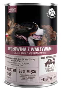 PETREPUBLIC Kawałki z wołowiną i warzywami w sosie puszka dla psów 1250g - Mokra karma dla psów - miniaturka - grafika 1