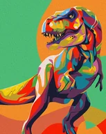 Malowanie po numerach - Artnapi 40x50cm Obraz Do Malowania Po Numerach Na Drewnianej Ramie - Kolorowy Dinozaur T-Rex Proste Dla Dzieci - miniaturka - grafika 1