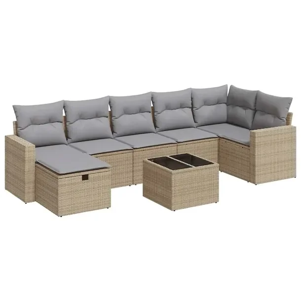 Zestaw mebli ogrodowych beżowy z rattanem PE, wymiary: 65,5x62x69 cm