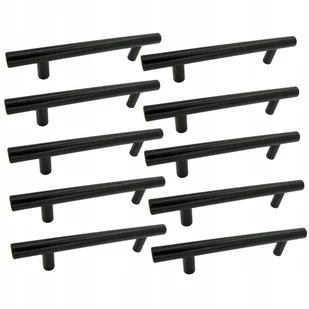 10 x Uchwyt meblowy Reling 128 mm czarny Metalowy uchwyt do szafek szuflad - Meble modułowe i akcesoria - miniaturka - grafika 1