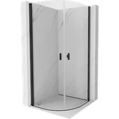 Kabiny prysznicowe - Mexen Mist kabina prysznicowa półokrągła uchylna 90 x 90 cm, transparent, czarna - 8A31-090-090-70-00 - miniaturka - grafika 1