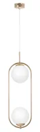 Lampy sufitowe - Złota eliptyczna lampa wisząca z 2 białymi kloszami 9X A669 S3-M87 - miniaturka - grafika 1