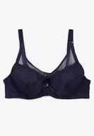 Biustonosze - Granatowy Biustonosz Full Cup z Koronką i Cyrkoniami Filipena - miniaturka - grafika 1