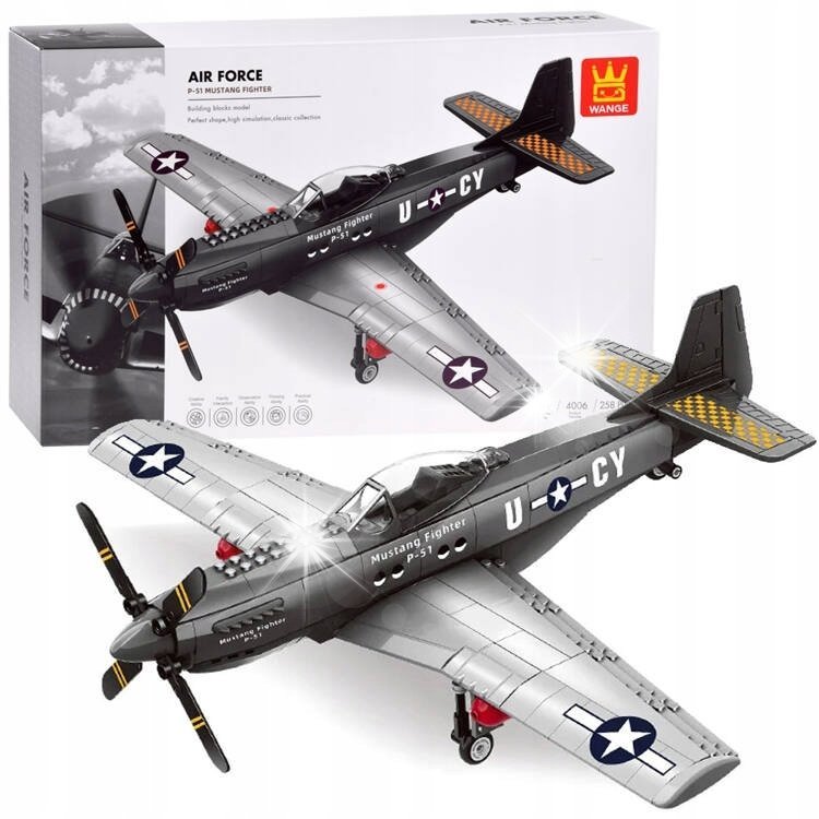 Klocki techniczne samolot bojowy P-51 Fighter 256 ele ZA4624