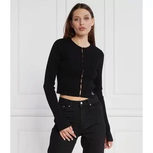 CALVIN KLEIN JEANS Kardigan | Slim Fit - Swetry damskie - miniaturka - grafika 1