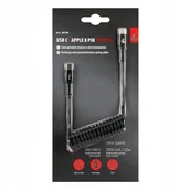 Kable USB - Kabel USB-C na LIGHTNING APPLE IPHONE SPIRALNY 1m TYPE-C Przewód rozciągany - miniaturka - grafika 1