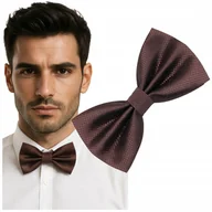 Krawaty i muchy męskie - Muszka męska w drobną kratkę - brązowa - miniaturka - grafika 1